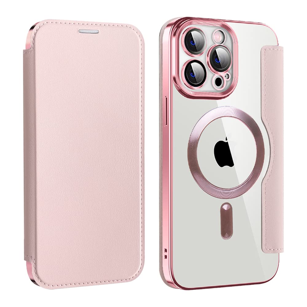 Rakuten - MuZiF iPhone 12 Pro 用 ケース 手帳型 Magsafe対応 クリア 背面 透明 高級なPUレザー 永久磁石 マグネット スマホケース カード収納、人気財布型 カバー 軽量 アイフォン12 Pro 用 手帳カバー (ローズゴールド)