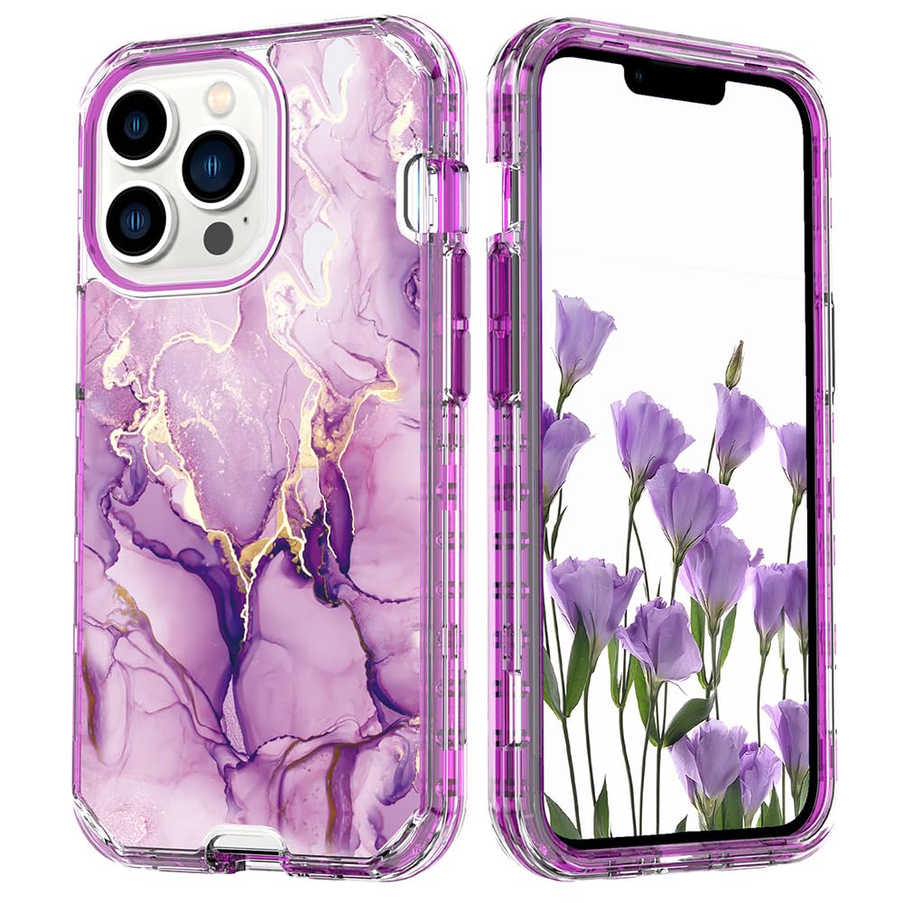 Rakuten - MuZiF iPhone 14 Pro Max 用 ケース 米軍規格の保護 硬い大理風背面 かわいい 耐衝撃構造 全面保護 黄変防止 擦り傷防止 アイフォン14 Pro Max用 女の子 女性人気スマホケース（iPhone 14 Pro Max用,パープル