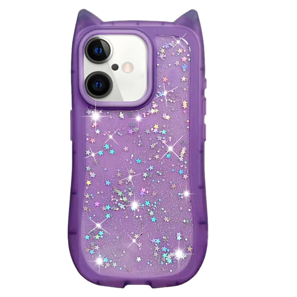 Rakuten - MuZiF iPhone 16 Plus 用 ケース クリア キラキラ 可愛い 猫耳 TPソフトケース 透明 かわいい ネコミミ 韓国 薄くて軽い 人気 おしゃれ 落下防止 耐衝撃 携帯カバー 16 Plus 用 スマホケース (iPhone 16 Plu