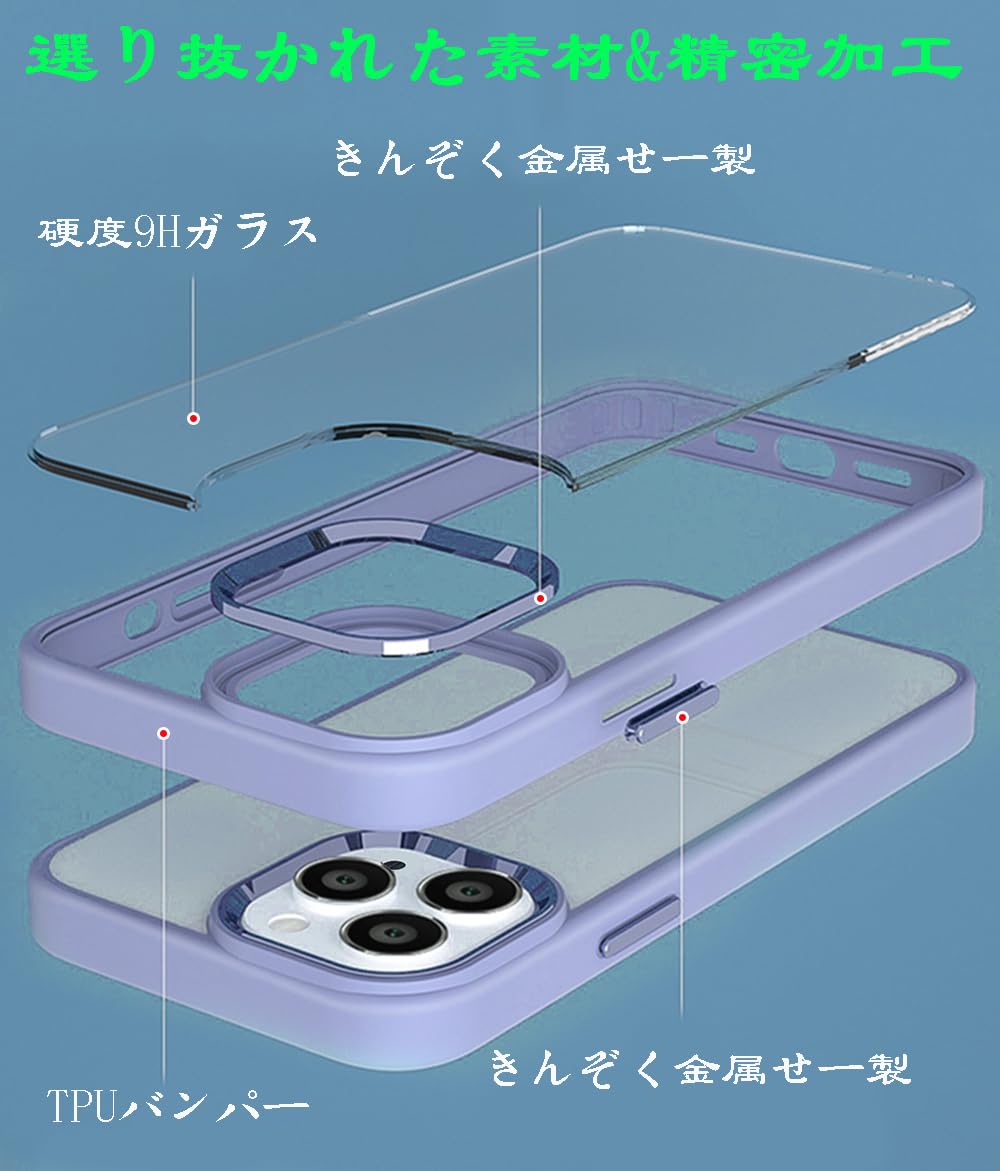 MuZiF iPhone 11 Pro Max 用 ケース クリア 薄型軽量 耐衝撃構造 全面保護 黄変防止 擦り傷防止 透明 PC 背面クリア アイフォン11 Pro Max 用 カバー クリアケース（パープル）