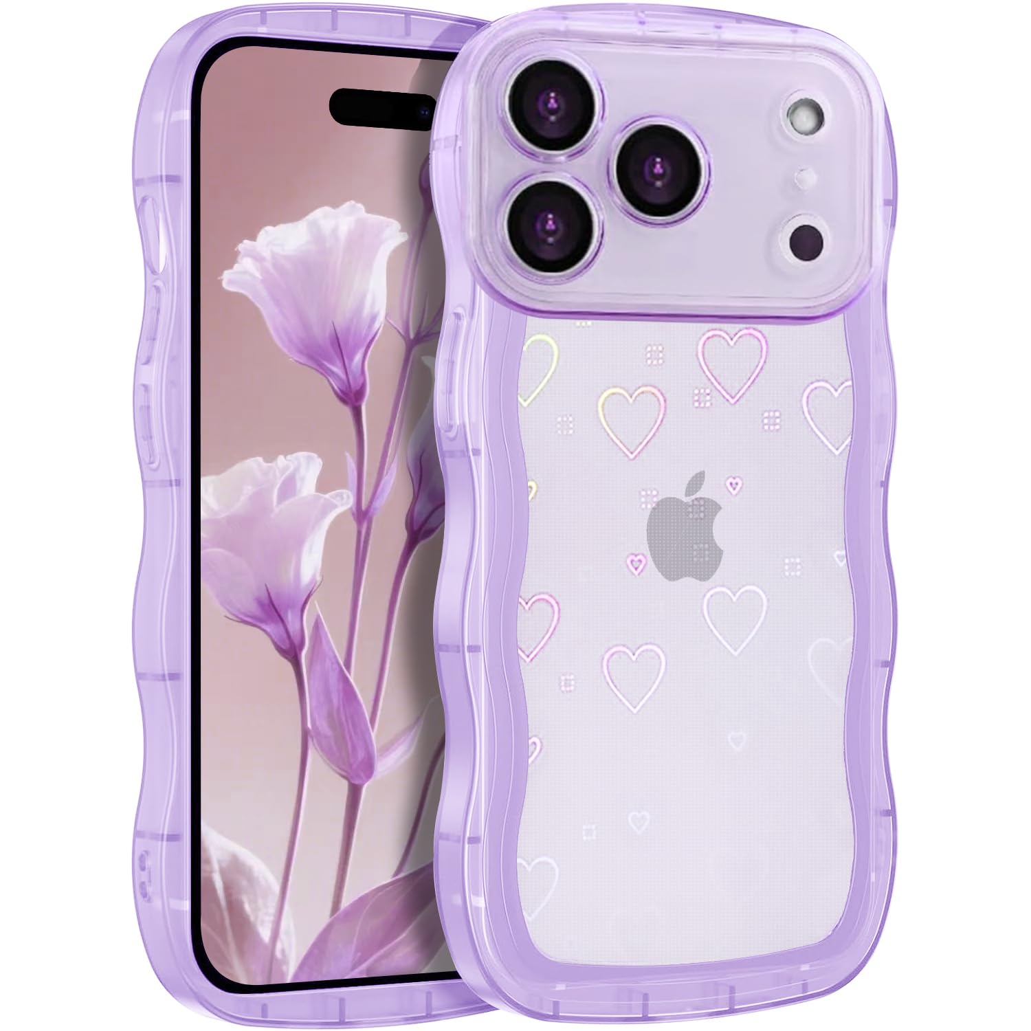 Rakuten - MuZiF iPhone 17 Pro 用 ケース 対応 クリア 可愛い [グリッターカード&ハート形] ウェーブ TPUソフトケース 透明 かわいい 韓国 薄くて軽い 人気 おしゃれ ストラップ穴あり 耐衝撃 保護カバー アイフォン17 Pro 用 スマ