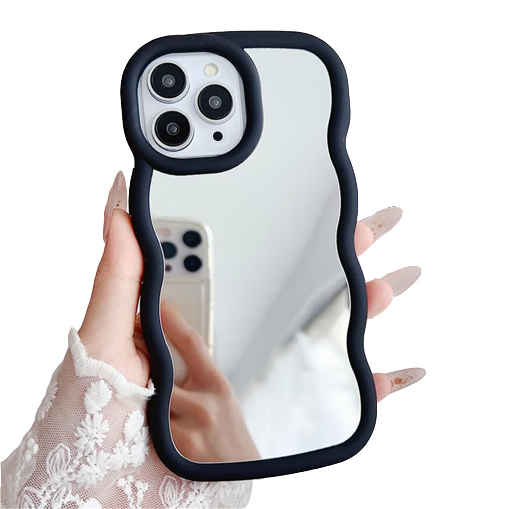 Rakuten - MuZiF iPhone 11 Pro Max 用 ケース 鏡とし ウェーブ かわいい 可愛い 女 韓国 おしゃれ シンプル ミラー 鏡面デザイン 薄型 耐衝撃 TPUバンパー アイフォン 11 Pro Max 用 携帯電話保護カバー（iPhone 11