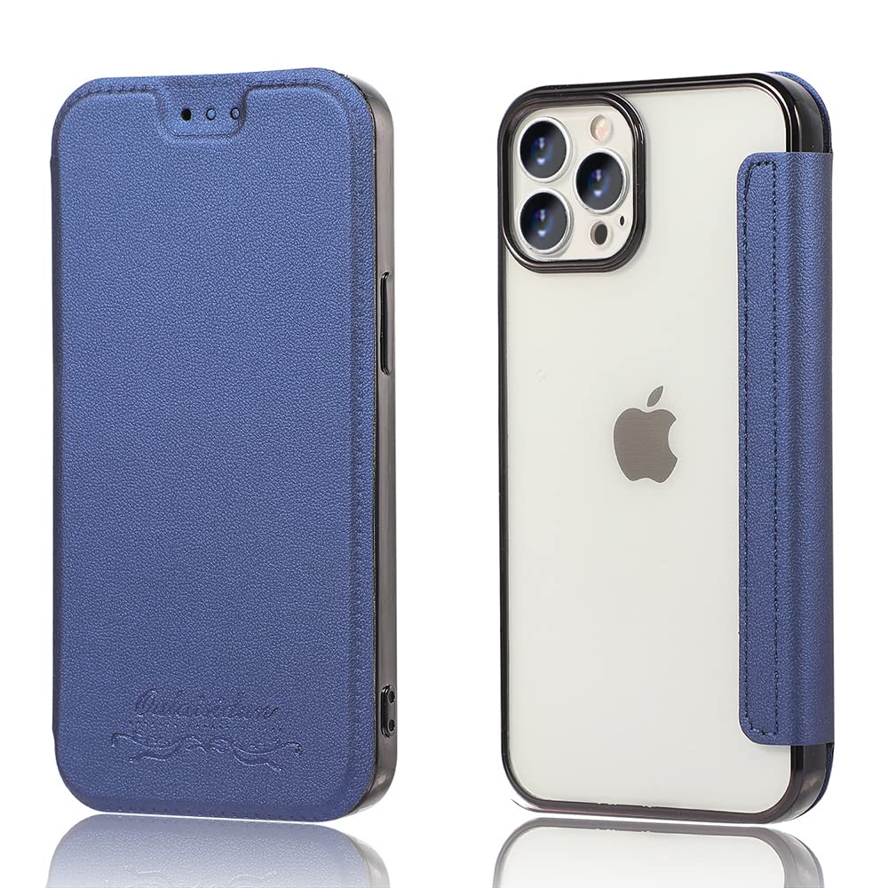 Rakuten - MuZiF iPhone14 Pro Max 用 ケース 手帳型 クリア 高級なPUレザー 耐衝撃性と耐摩耗性14 Pro Max用 全面保護耐衝撃、カード収納、人気財布型 カバー 軽量 アイフォン14 Pro Max 用 手帳カバー (ターコイズ)