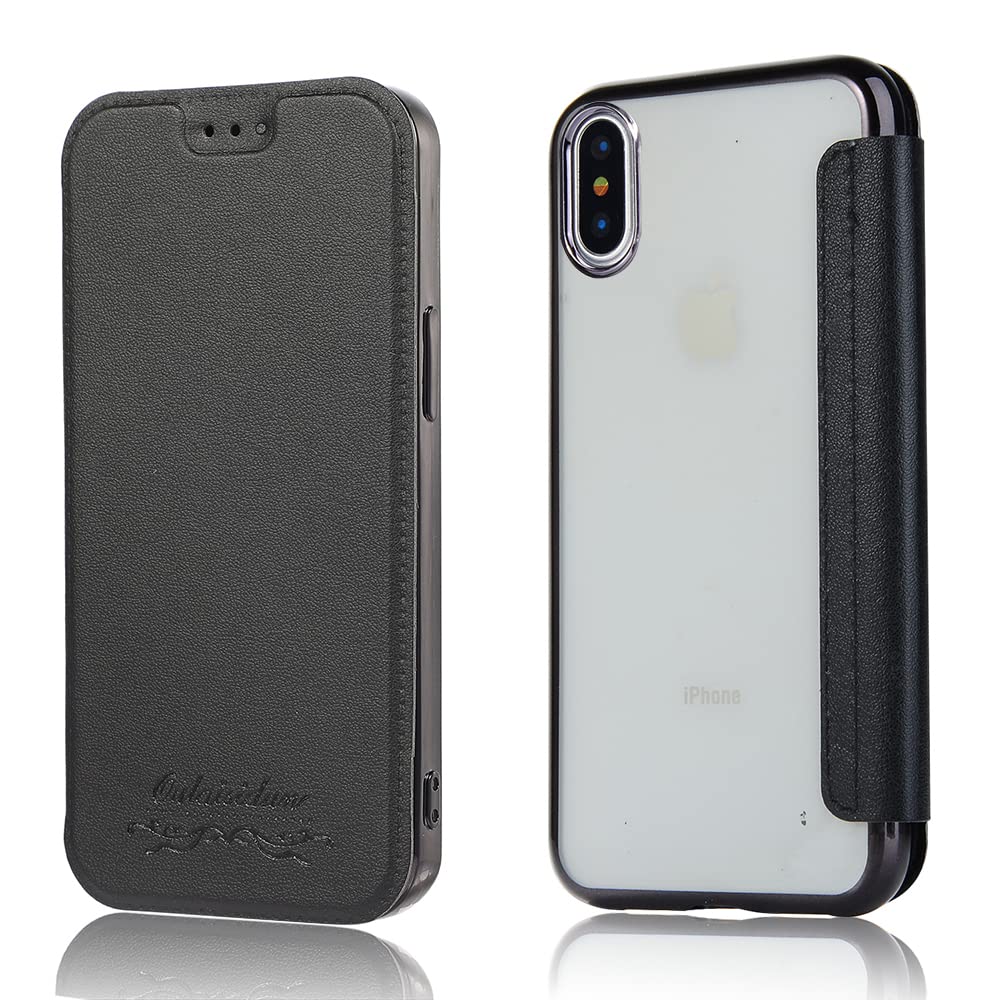 Rakuten - MuZiF iPhoneX 用 ケース 手帳型 iPhoneXS 用 手帳型ケース クリア 高級なPUレザー 耐衝撃性と耐摩耗性 XS/X用 全面保護耐衝撃、カード収納、カバー 軽量 アイフォンXS 用 手帳カバー (iPhone XS/X,ブラック)