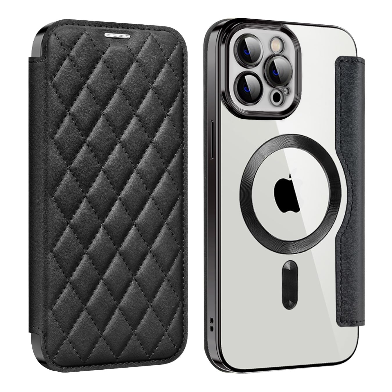 MuZiF iPhone 11 Pro Max 用 ケース 手帳型 Magsafe対応 クリア 背面 透明 キルティング 高級なPUレザー スマホケース カード収納 おしゃれ 韓国 人気財布型 カバー 軽量 アイフォン11 Pro Max 用 手帳カバー