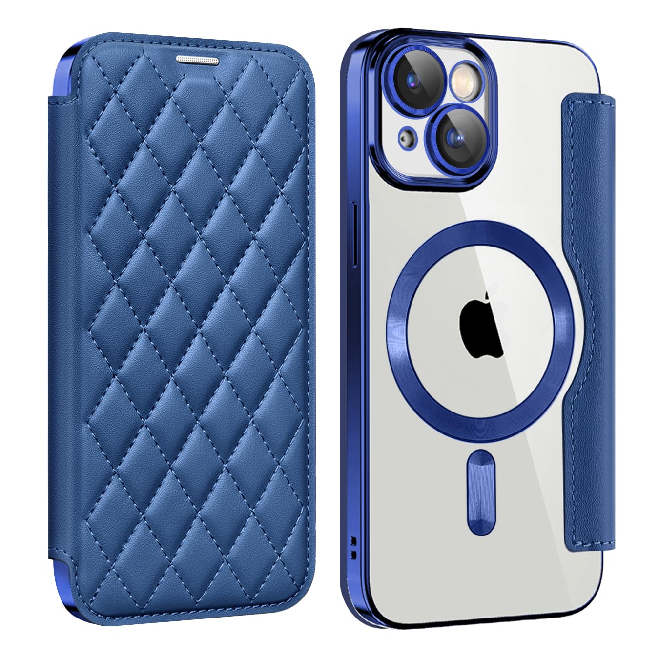 Rakuten - MuZiF iPhone 15 Plus 用 ケース 手帳型 Magsafe対応 クリア 背面 透明 キルティング 高級なPUレザー スマホケース カード収納 おしゃれ 韓国 人気財布型 カバー 軽量 アイフォン15 Plus用 手帳カバー ケース (iP