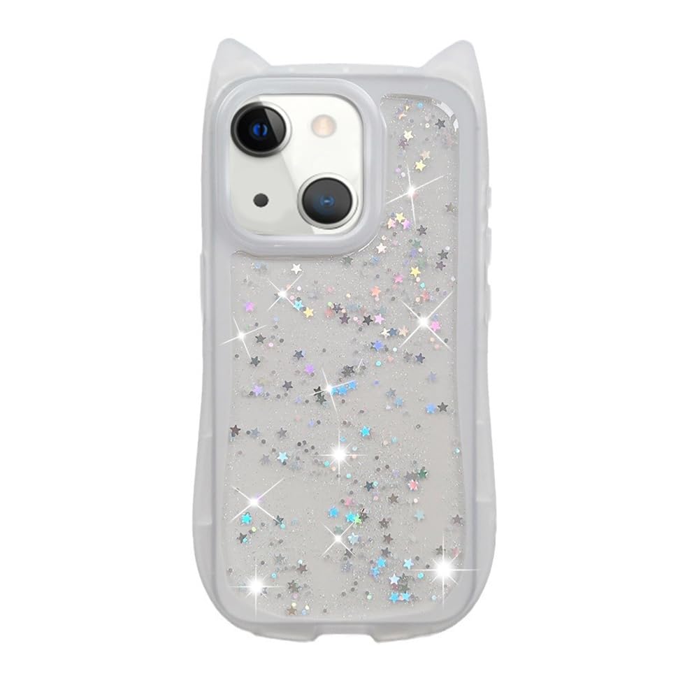 Rakuten - MuZiF iPhone 14 Plus 用 ケース クリア キラキラ 可愛い 猫耳 TPソフトケース 透明 かわいい ネコミミ 韓国 薄くて軽い 人気 おしゃれ 落下防止 耐衝撃 携帯カバー アイフォン 14 Plus 用 スマホケース (iPhone