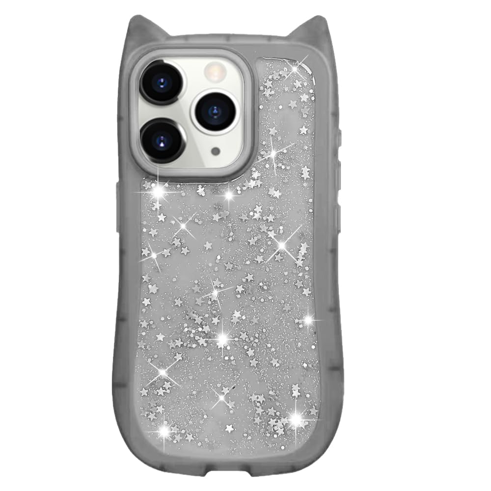 Rakuten - MuZiF iPhone 11 Pro Max 用 ケース クリア キラキラ 可愛い 猫耳 TPソフトケース 透明 かわいい ネコミミ 韓国 薄くて軽い 人気 おしゃれ 落下防止 耐衝撃 携帯カバー 11 Pro Max 用 スマホケース (iPhone