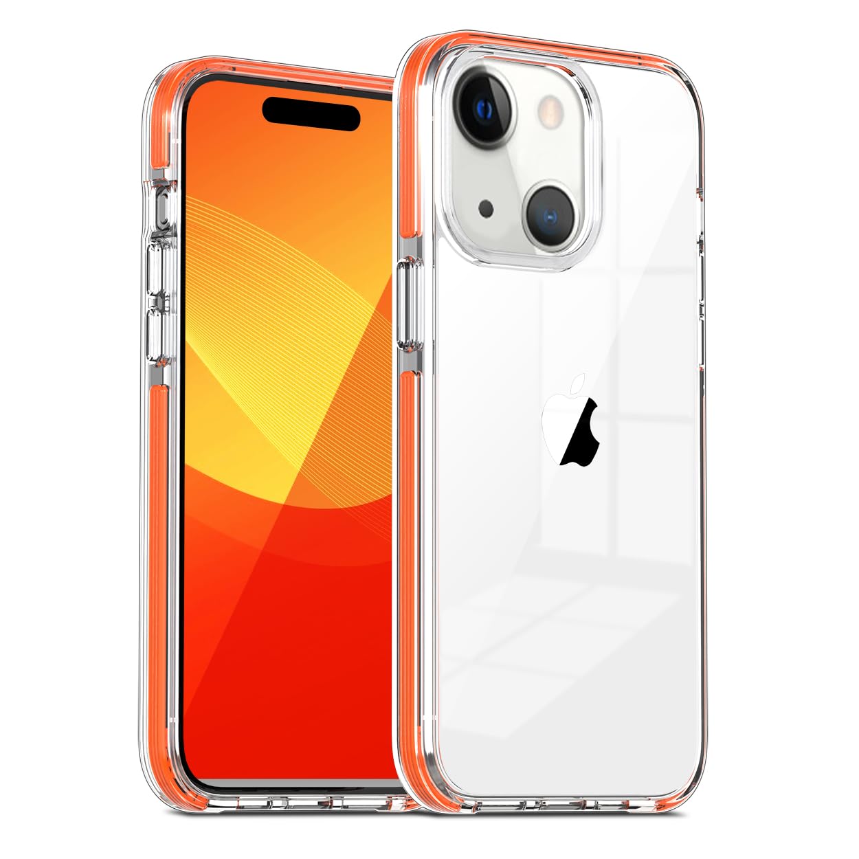 Rakuten - MuZiF iPhone 13 用 ケース クリア 米軍MIL規格 耐衝撃 かわいい おしゃれ 耐久性 カバー アイフォン13 スマホケース クリアで透明なハード背面パネル 傷付き防止 薄型軽量 人気 シンプル ケース（iPhone 13,オレンジ）