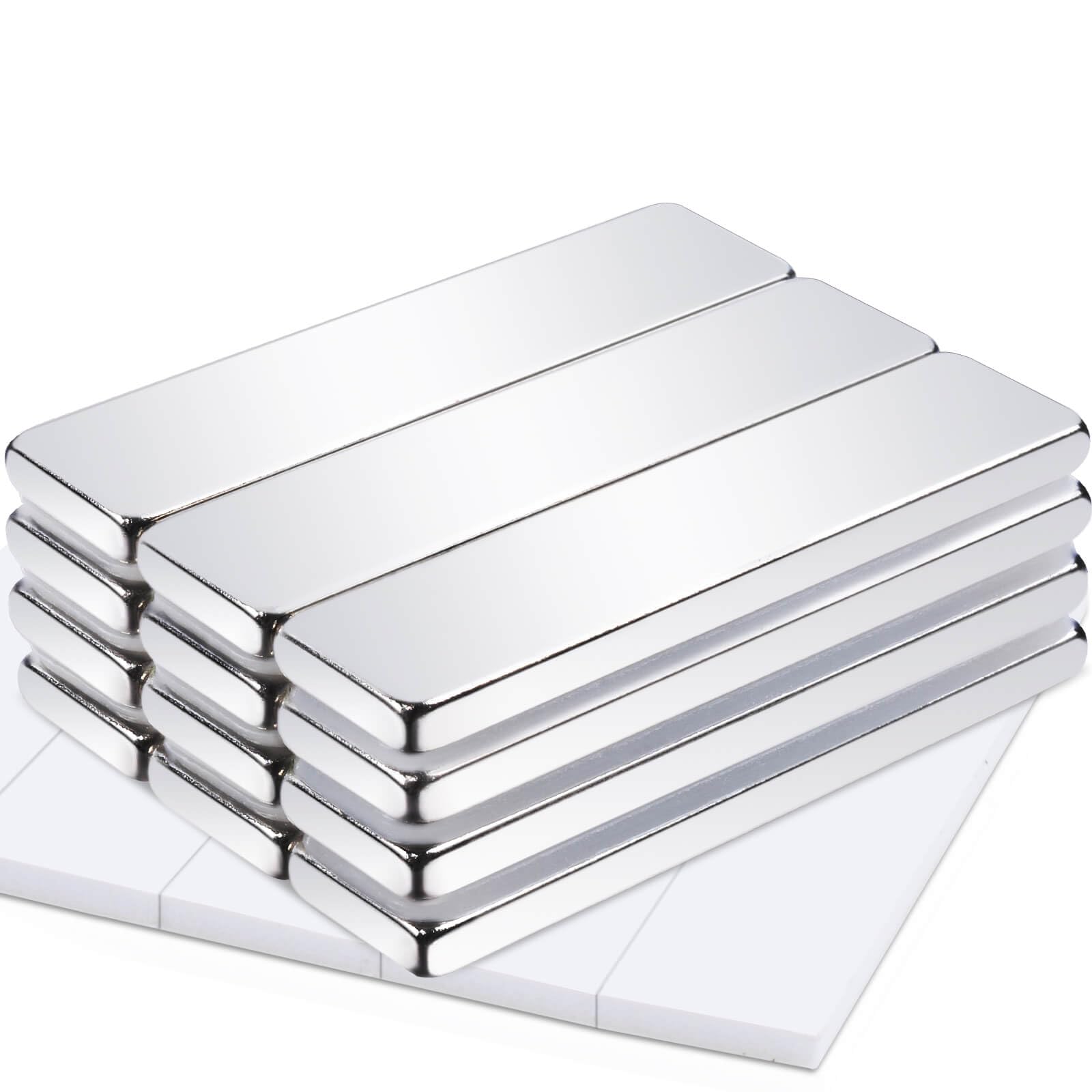 12個 ネオジム磁石超強力ネオジウム 40x10x3mmマグネット直方体両面テープ付き、DIYホワイトボードフォ..