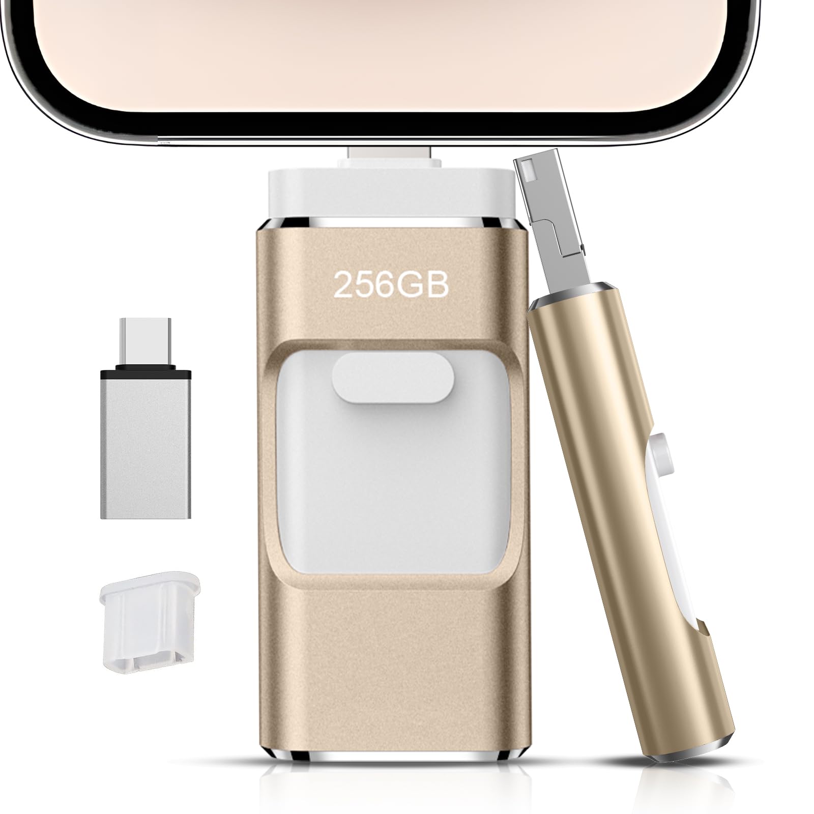 Rakuten - 【アプリ不要・正規認証品 】256GB Phone対応usbメモリ写真保存 直接usbに写真を移す4in1 フラッシュドラメモリ人気 USB 両面挿しスマホ USB メモリー フラッシュドライブ Android パソコン対応 USBメモリ phoneの写真