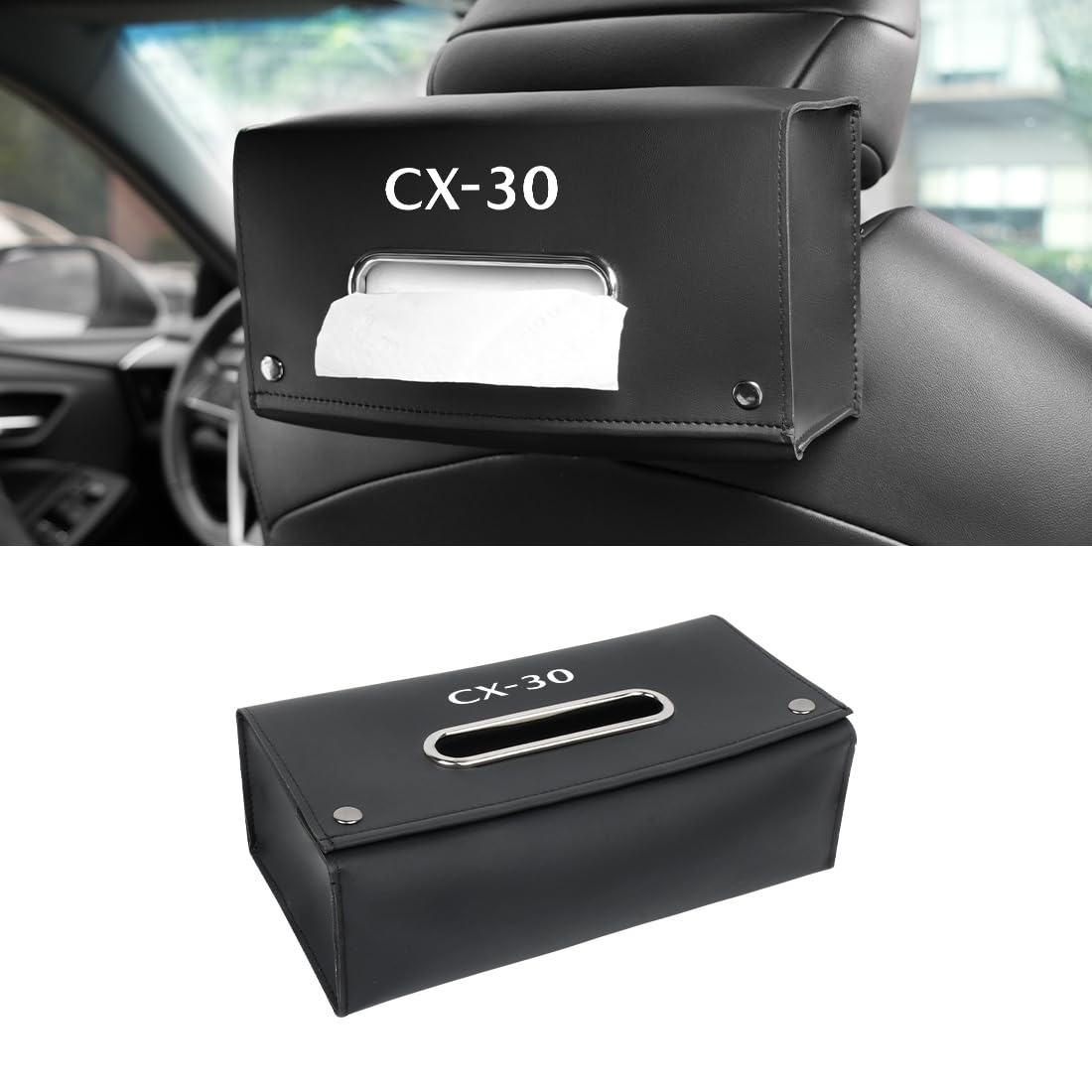 Rakuten - CX-30 適用 車 ティッシュケース 箱ティッシュ/ソフトパック兼用 大容量 26*15*8cm 車用 ティッシュホルダー CX-30 CX30 に対応 ティッシュカバー 内装 アームレスト ヘッドレスト パーツ 交換簡単 マグネット式 カー用品(CX-