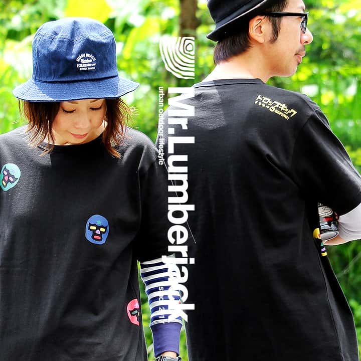 「カラフルマスクマン バックドロップ コマンド プリント」 tシャツ ティーシャツ 半袖 米綿天竺 綿100％ メンズ レディース カジュアル メンズライク Mr.Lumberjackのサムネイル