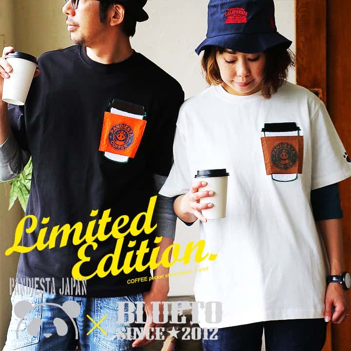 Tシャツ メンズ レディース 綿100％ 半袖 コラボ 限定カラー パンダ 足跡 コーヒー COFFEE 相良 刺繍 サイドスリット ボックスシルエット しっかり生地 半袖Tシャツ TEE 夏 ティーシャツ プリントT PATY パティ PANDIESTAJAPAN×BLUETO パンディエスタ