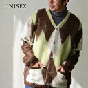 カーディガン カーデ Vネック 長袖 重ね着 メンズ レディース ダイヤモンド 総柄 ジャガード モヘアタッチ 伸縮性 起毛 暖かい アクリル100 軽い ゆっ...