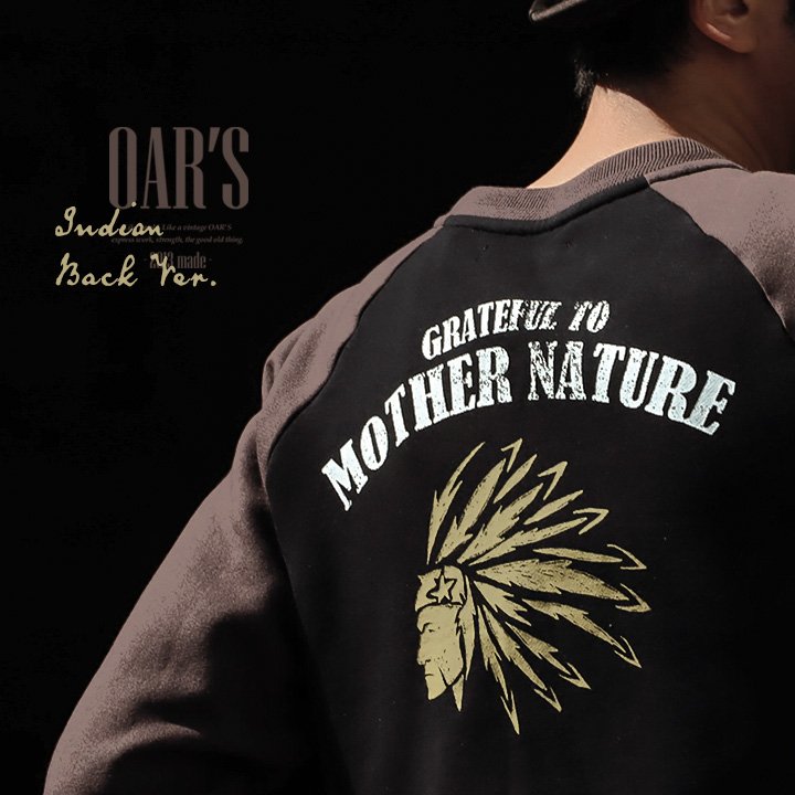 スウェット カーディガン メンズ レディース 暖かい 裏起毛 秋 しっかり 丈夫 厚手 柔らかい 綿100% USA コットン リブ スナップボタン 長袖 バックプリント インディアン 星 ラグラン かっこいい アメカジ パティ OAR’S オールズ