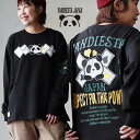 PANDIESTAJAPAN パンディエスタジャパン カットソー ロンT クルーネック メンズ レディース プリント 刺繍 パンダ 熊猫 ジョーカー 綿100 コットン 天竺 伸縮性 大きいサイズ カジュアル 秋 冬 パティ