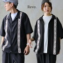 シャツ 開襟シャツ 5分袖 メンズ レディース セットアップ オープンカラー 重ね着 ライン ジャガード 幾何学柄 無地 ポリエステル リネン 涼しい 通気性 ...