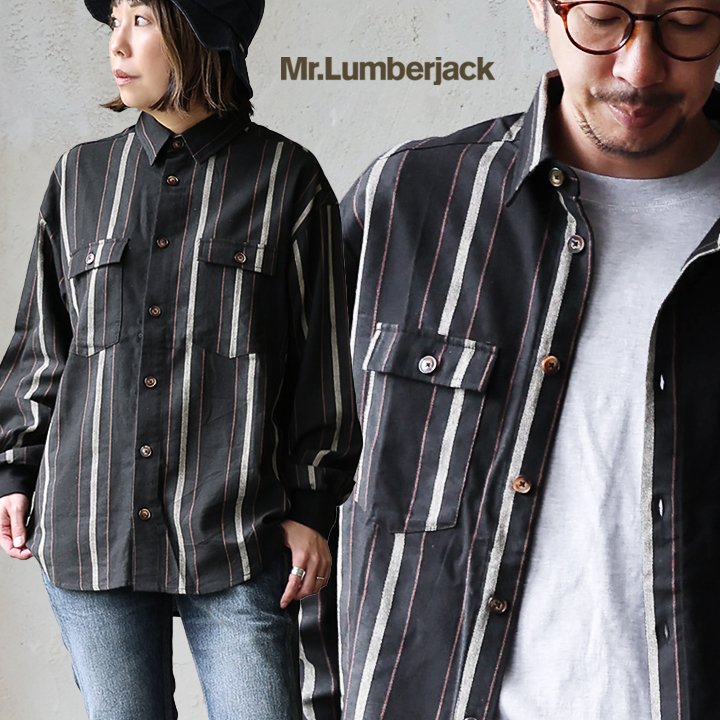 シャツ 袖リブ メンズ レディース 長袖 コットン 綿100% 薄手 着痩せ ワイド 落ち感 ストライプ カッコイイ ポケット レギュラーカラー ゆったり ボッ...