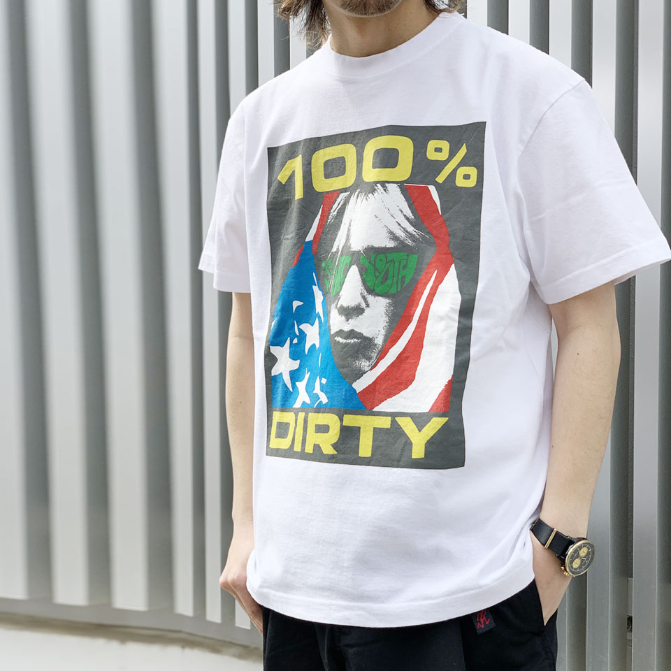 ソニックユース SONIC YOUTH バンドTシャツ アーティストTシャツ 100 DIRTY VINTAGE SS Tee ビンテージ加工 ホワイト ブラック 白 黒 WHITE BLACK