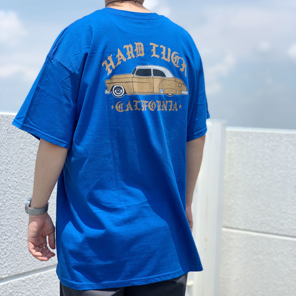 楽天Mr.vibes web store全2色 ハードラック HARD LUCK Tシャツ LOWRIDE CA S/S Tee 半袖 ローライダー アメ車 ブラック 黒 ロイヤルブルー 青