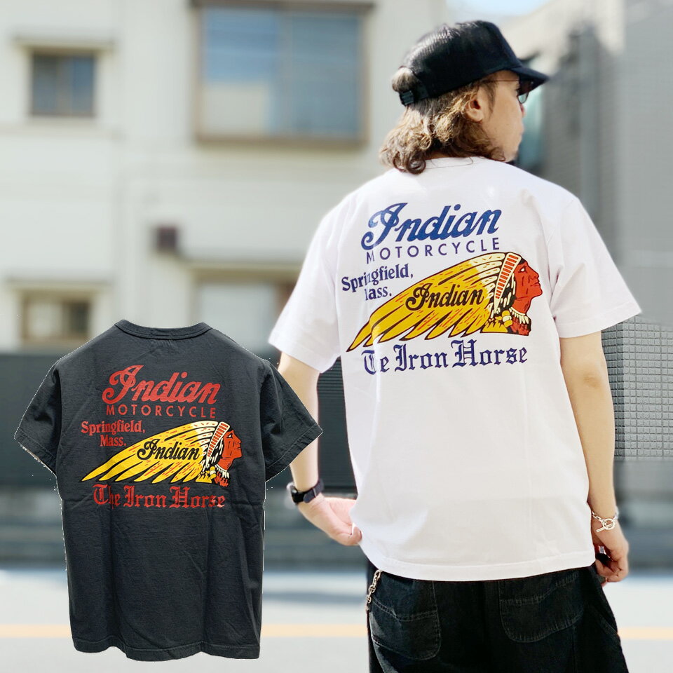 Rakuten - 全2色 インディアンモーターサイクル INDIAN MOTORCYCLE Tシャツ THE IRON HORSE SS Tee ホワイト 白 WHITE ブラック 黒 BLACK 半袖 IM79553