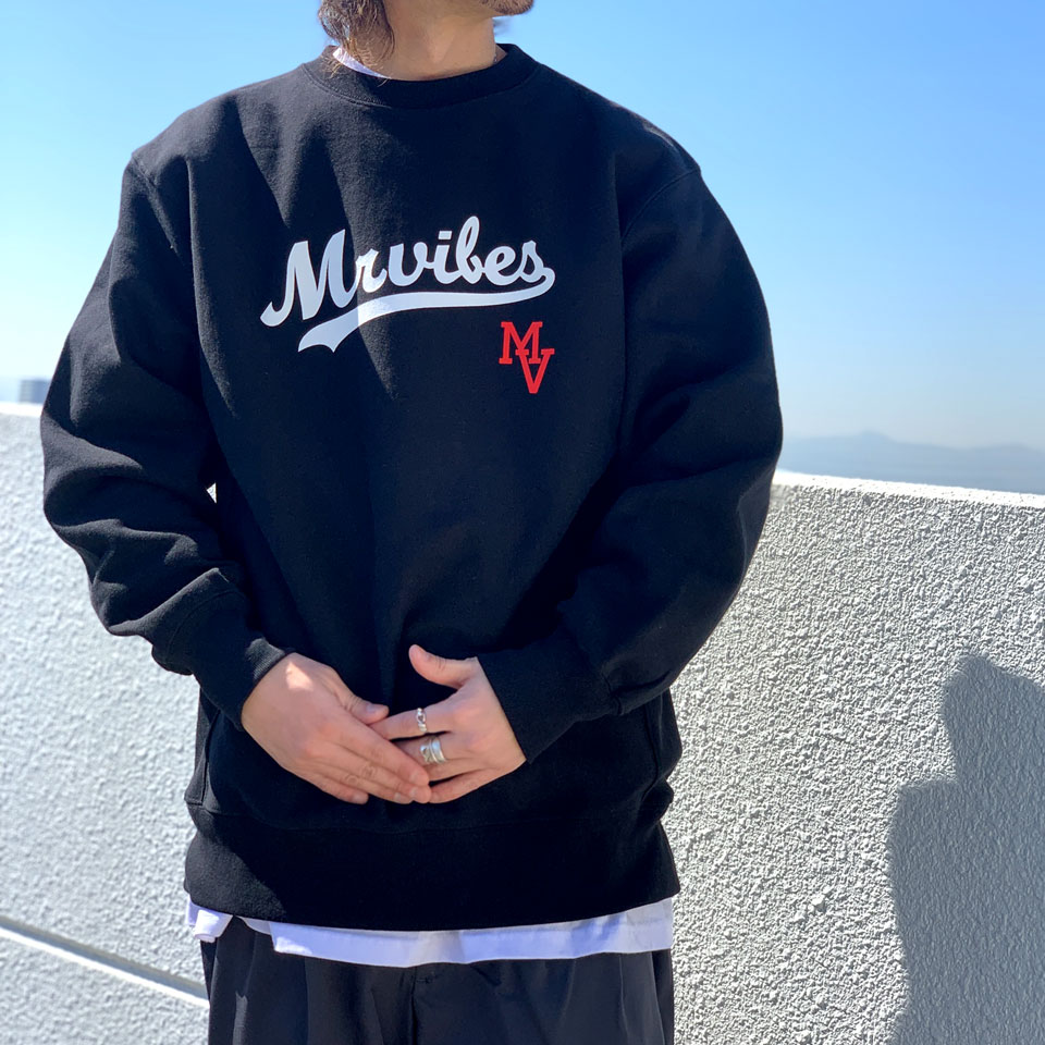 Rakuten - MRV by Mr.vibes クルースウェット SCRIPT LOGO CREWNECK SWEAT トレーナー オリジナル ミスターバイブス ブラック/ホワイト BLACK 黒