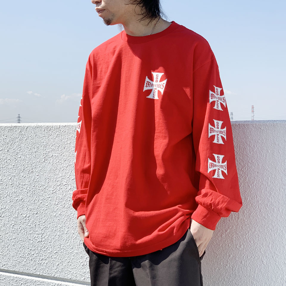 MRV by Mr.vibes T T IRON CROSS L/S Tee Ĺµ ꥸʥ Хåץ µץ å  RED