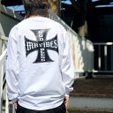 MRV by Mr.vibes ロンT Tシャツ IRON CROSS L/S Tee 長袖 オリジナル バックプリント 袖プリント ホワイト 白 WHITE