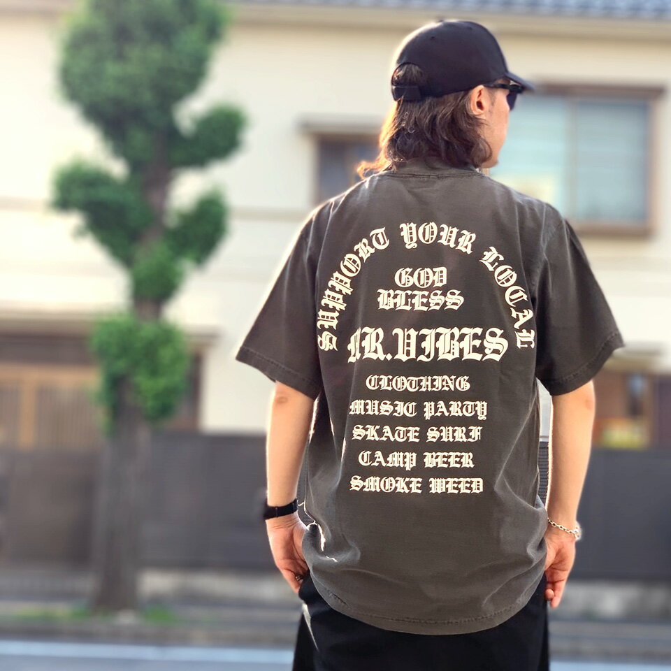 MRV by Mr.vibes Tシャツ GOD BLESS WASHED S/S Tee ウォッシュ加工 ビンテージ加工 ブラック 黒 BLACK