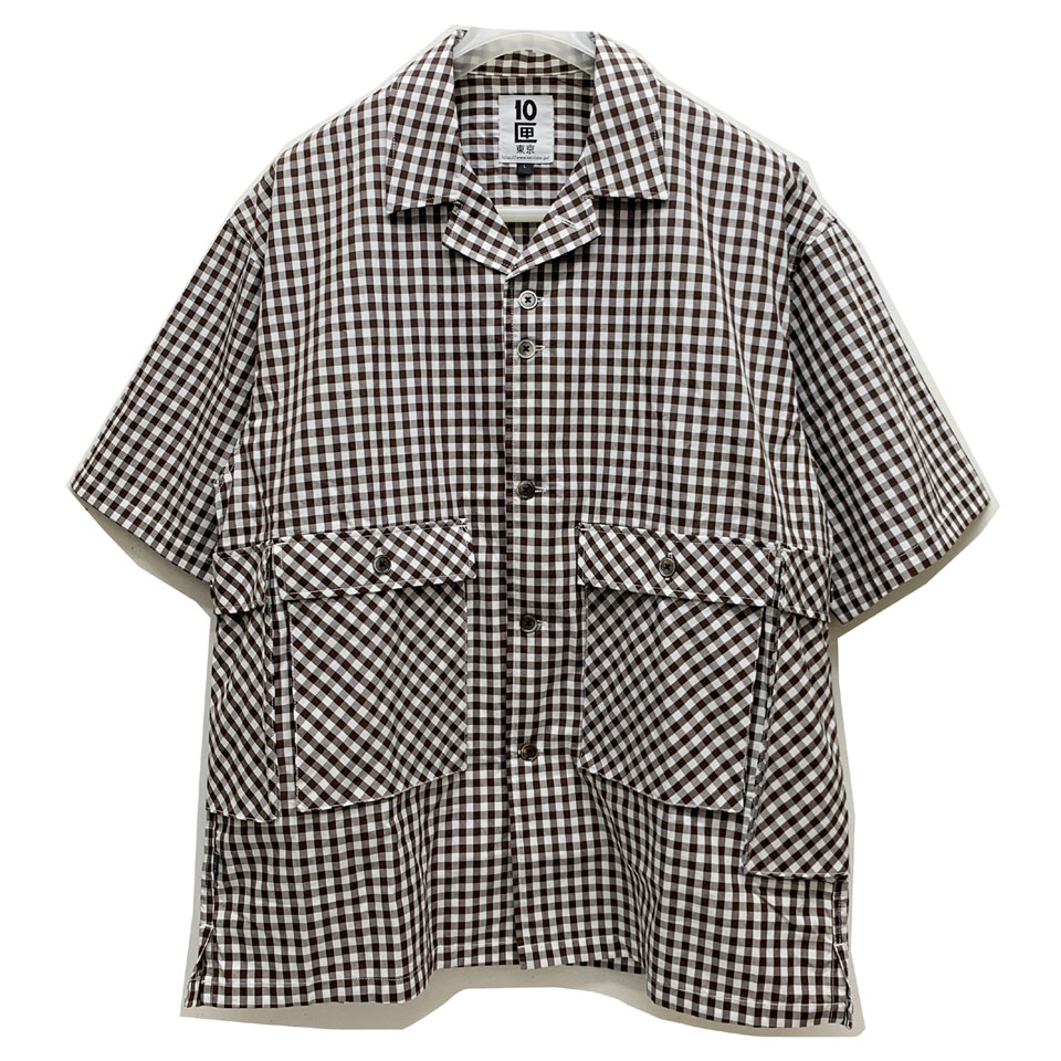 TENBOX 10匣 テンボックス 半袖シャツ DRUG DEALER SHIRT ギンガムチェック ブラウン BROWN 茶色