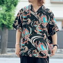 サンサーフ SUN SURF アロハシャツ ハワイアンシャツ RAYON HAWAIIAN S/S SHIRT “BUG EYED FISH” 半袖 レーヨン ブラック 黒 BLACK Lot No. SS39417