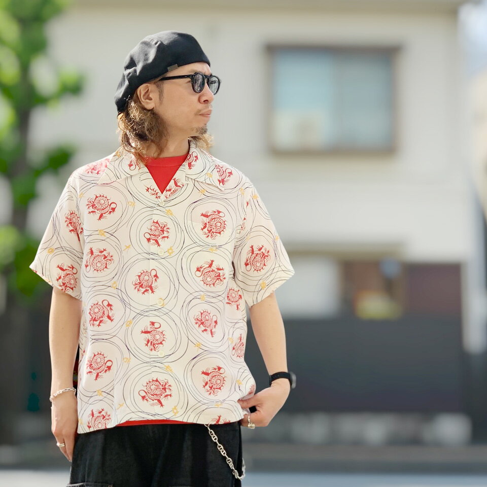Rakuten - サンサーフ SUN SURF アロハシャツ ハワイアンシャツ RAYON HAWAIIAN SHIRT “DRAGON GRID” 半袖 レーヨン OFF WHITE ホワイト 白 Lot No. SS39617