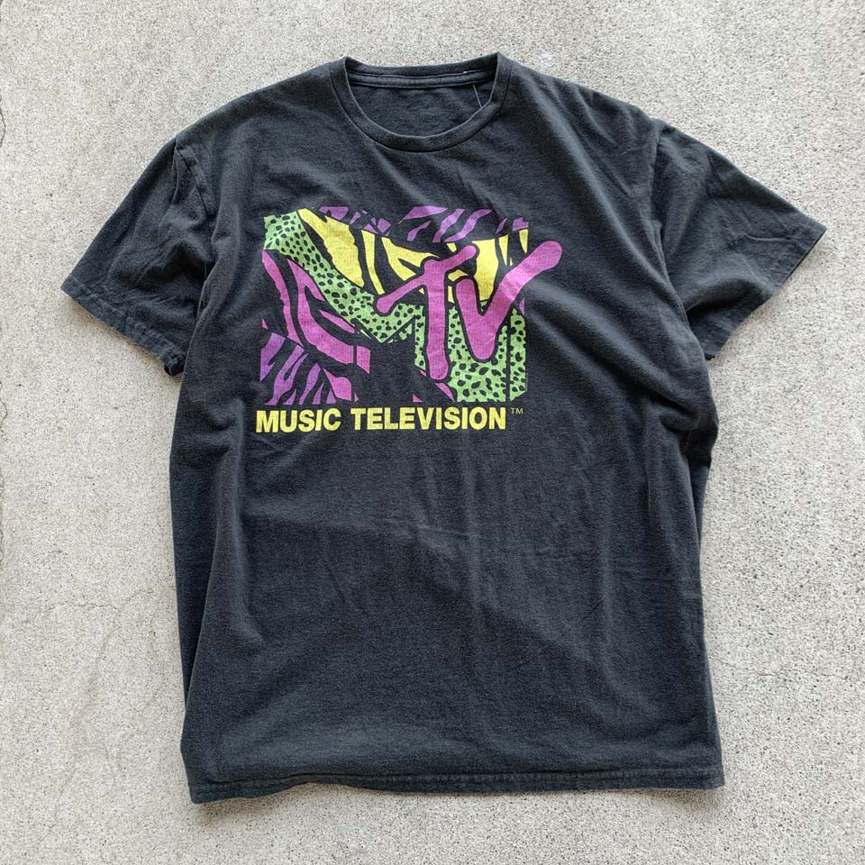 楽天Mr.vibes web storeスリフティルック THRIFTY LOOK Tシャツ MTV S/S TEE 加工 ブラック 黒 BLACK バンドTシャツ バンT
