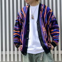 スリフティルック THRIFTY LOOK ニットカーディガン 3D KNITTING CARDIGAN クージー COOGI パープル/オレンジ