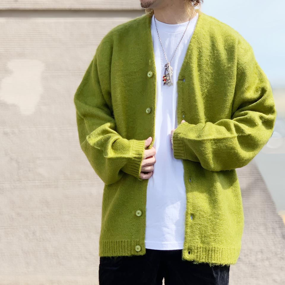 全3色 タウンクラフト TOWNCRAFT シャギーカーディガン SOLID SHAGGY CARDIGAN モヘア ブラック グリーン パープル 紫 黒 緑 BLACK GREEN PURPLE