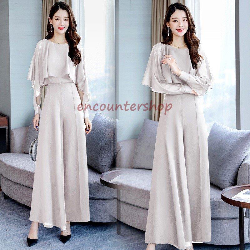 セットアップ レディース 春夏 大きいサイズ ゆったり ワイドパンツ 2点セット おしゃれ 高級感 エレガント 若見え 体型カバー ノースリーブ ポリエステル シェニール