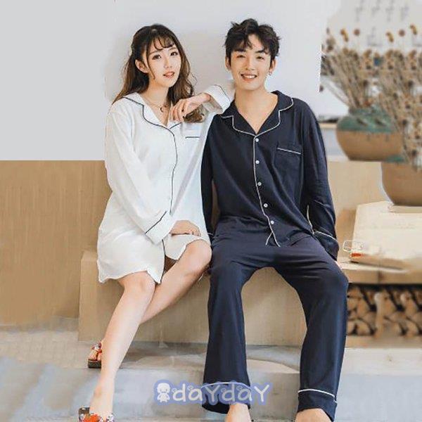 パジャマ カップル春秋冬 ペアパジャマ 前開き長袖 ルームウェア レディースメンズ 恋人お揃い ペアルック ワンピース 長ズボン部屋着 おしゃれ 寝間着 単品売り