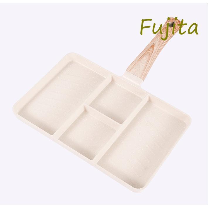 目玉焼きフライパン 仕切り付きフライパン 四角型 くっつかなく 手入れ簡単 朝食フライパン 家庭用 白 黒