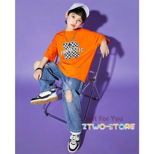 キッズダンス衣装 男の子 女の子 ダンス衣装 キッズ ジュニア ダンス 原宿ファッション ヒップホップ ダンスウェア jazz hiphop トップス デニムパンツ