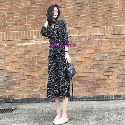 ワンピース レディース 小花 黒 夏ワンピー 膝丈ワンピース Vネック 五分袖 上品 きれいめ 大きサイズ M~4XL ワンピース レディース 小花 黒 夏ワンピー 膝丈ワンピース Vネック 五分袖 上品 きれいめ 大きサイズ M~4XL