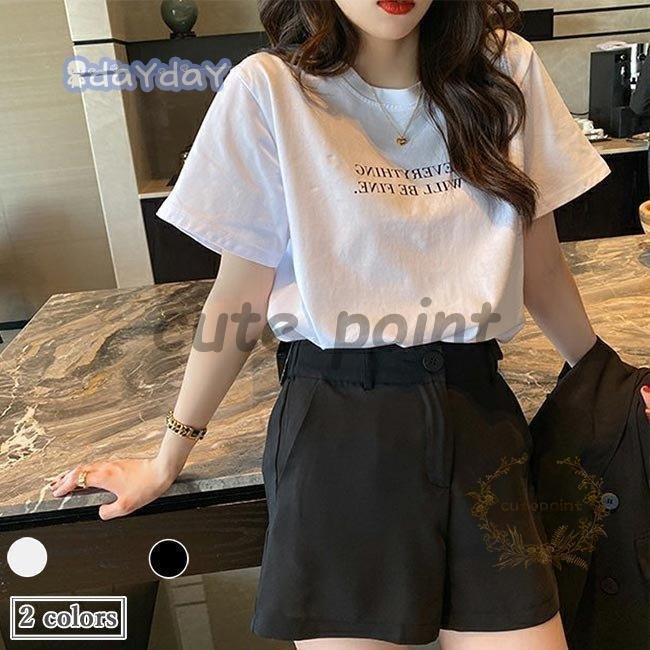 Tシャツ 半袖 レディース 夏Tシャツ お洒落 ゆったり カットソー ラウンドネック ゆったりTシャツ 半袖Tシャツ サラサラ 丸首