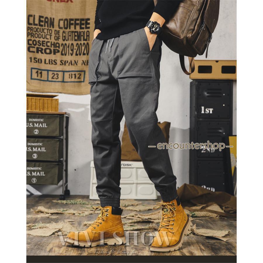 メンズ ロング パンツ ボトムス ズボン シンプル おしゃれ ノーカラー コットン カジュアル 通気性 はきやすい 動きやすい ポケット ひもつき