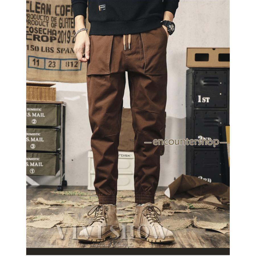 メンズ ロング パンツ ボトムス ズボン シンプル おしゃれ ノーカラー コットン カジュアル 通気性 はきやすい 動きやすい ポケット ひもつき