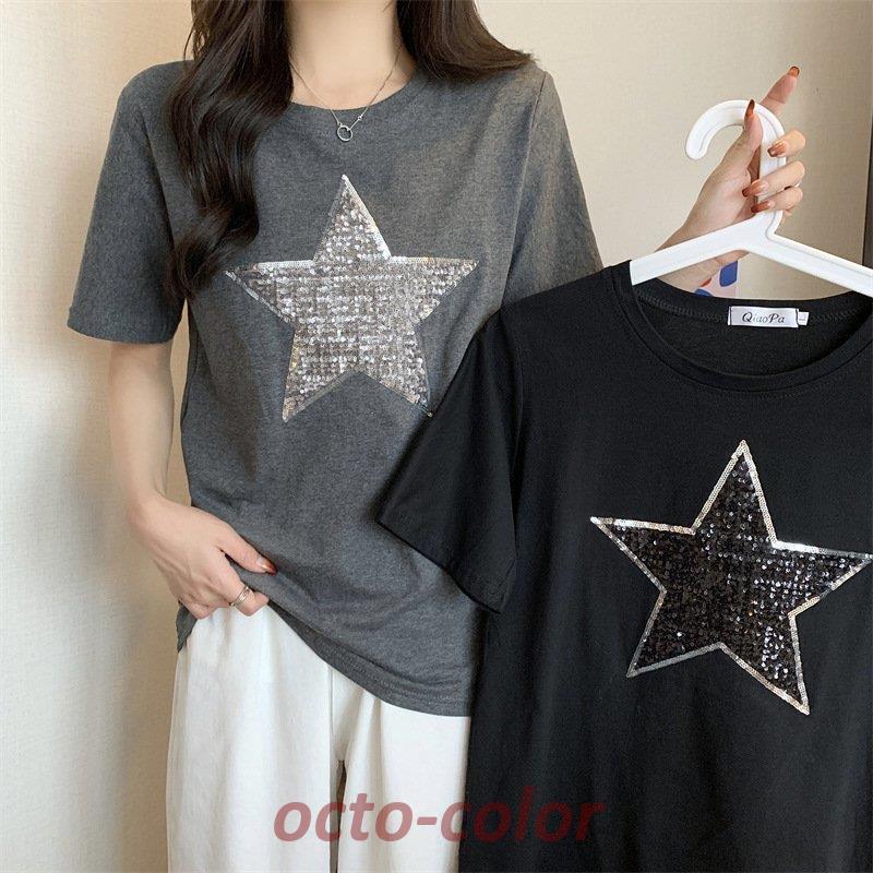 Tシャツ レディース 半袖 トップス ゆるTシャツ 丸首 大きいサイズ プルオーバー カジュアル 着痩せ 上着 夏新作 可愛い 体型カバー ルームウェア 2022