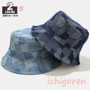 バケットハット メンズ レディース 大きい ハット 帽子 キャップ つば広帽子 バケハ 夏 切り替え デニム ダメージ加工(4)