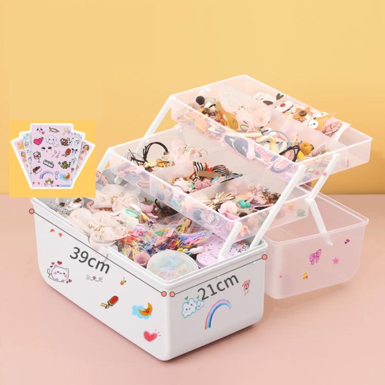 ジュエス 子ども 子供 大容量 持ち運び 可愛い DIYシール1枚付き アクセサリー 収...