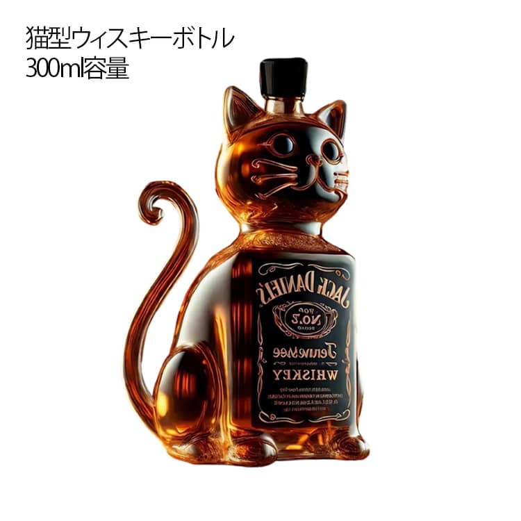 耐熱ガラス製 猫 バーデコレーション 動物柄 キャット ウイスキー瓶 ウィスキーボトル ガラス容器 ユニーク ウィスキーガラスデキャンタ 面白いホーム ウィスキ...