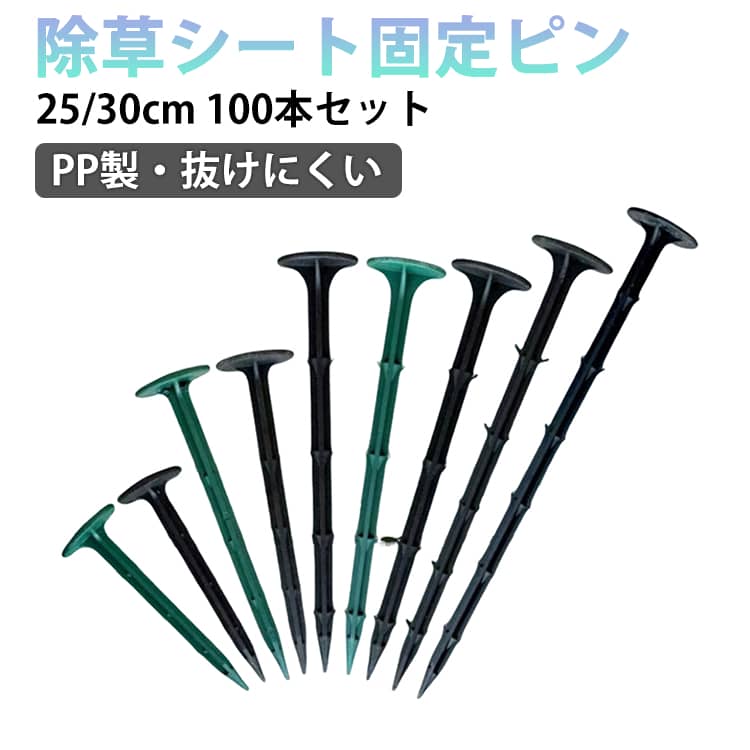 Rakuten - 30cm 30cm 防草シート 園芸シート 押さえ杭 押さえ釘 固定 農業 100本セット 押さえピン PP杭 25cm 固定ピン 養生シート 除草シート固定ピン シート押さえ 固定用 返し付き 抜けにくい