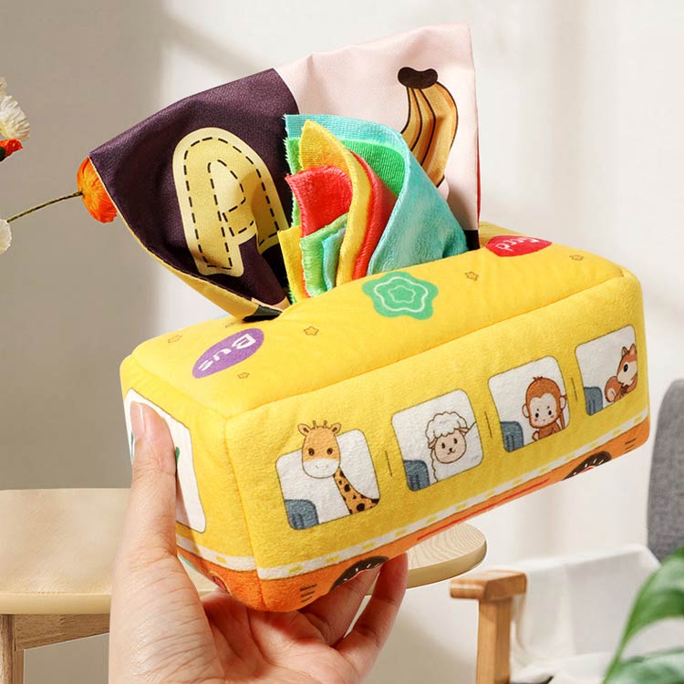 ベビー向けおもちゃ 可愛い 車 ティッシュケース ティッシュボックス 10枚スカーフ...